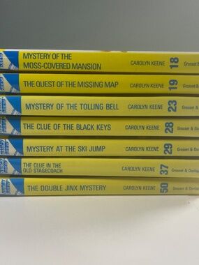 Lot of 7 Nancy Drew Mystery Stories Carolyne Keene Books Hardcover Yellow Spine